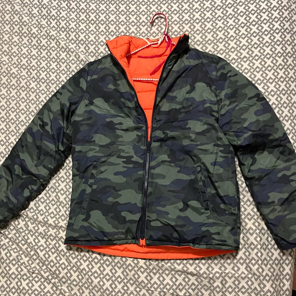 Boys camo and orange reversible jacket